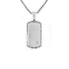 Silver or Gold Dog Tag Pendant with Single Zirconium 