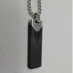 Men's Stainless Steel and Carbon Fiber Dog Tag Pendant 