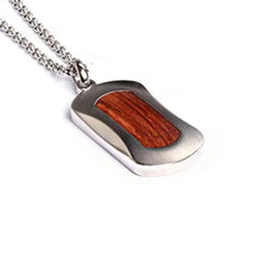 Men’s Stainless Steel Pendant with Bubinga Wood Inlay