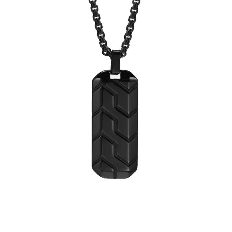 Stainless Steel Black IP Plated Shevron Dog Tag Pendant