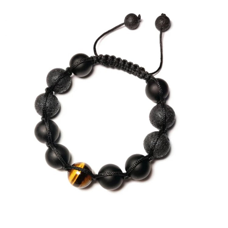 Lava Agate and Tiger Eye Macramé  Beaded Bracelet