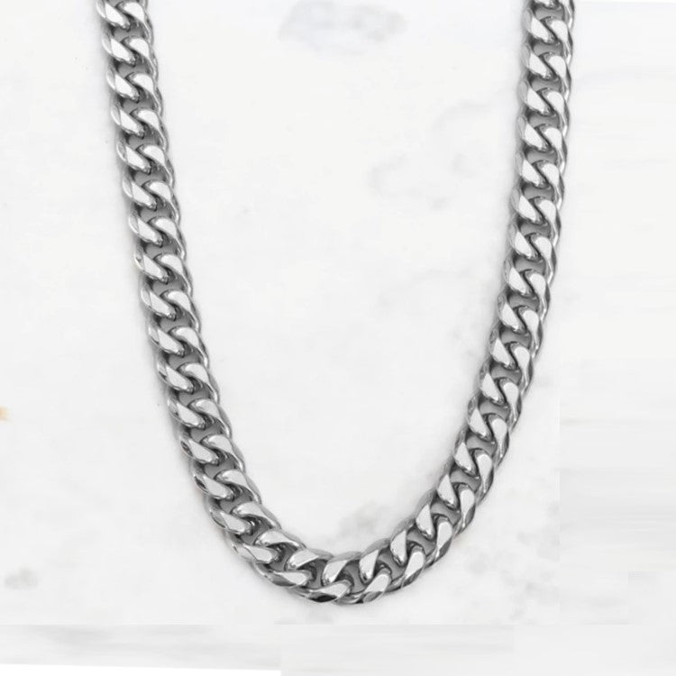 Stainless Steel Men's Cuban Chain Necklace 9mm wide