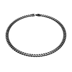 Men's Black Cuban Link Chain Necklace Stainless Steel 9mm wide