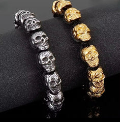 Stainless Steel Adjustable Skull  Macrame Bracelet