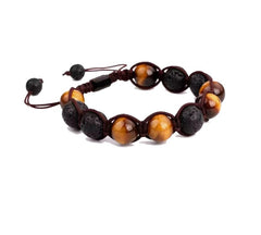 Lava Agate and Tiger Eye Macramé  Beaded Bracelet