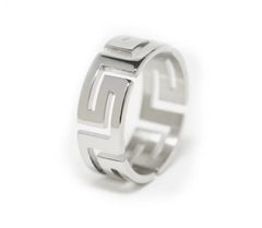 Stainless Steel Greek Cutout Key Pattern Ring