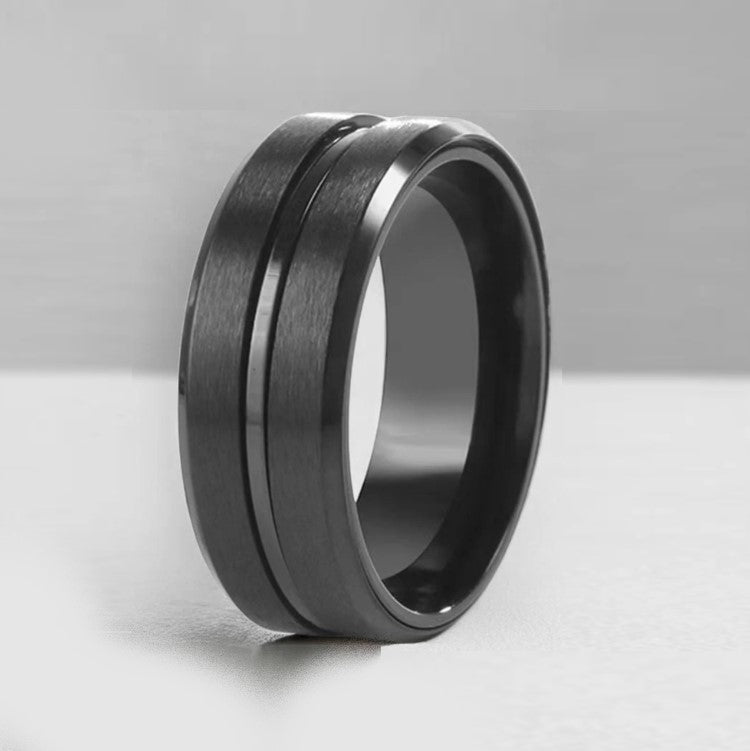 Theodore Black Zirconium Wedding Band (8mm)