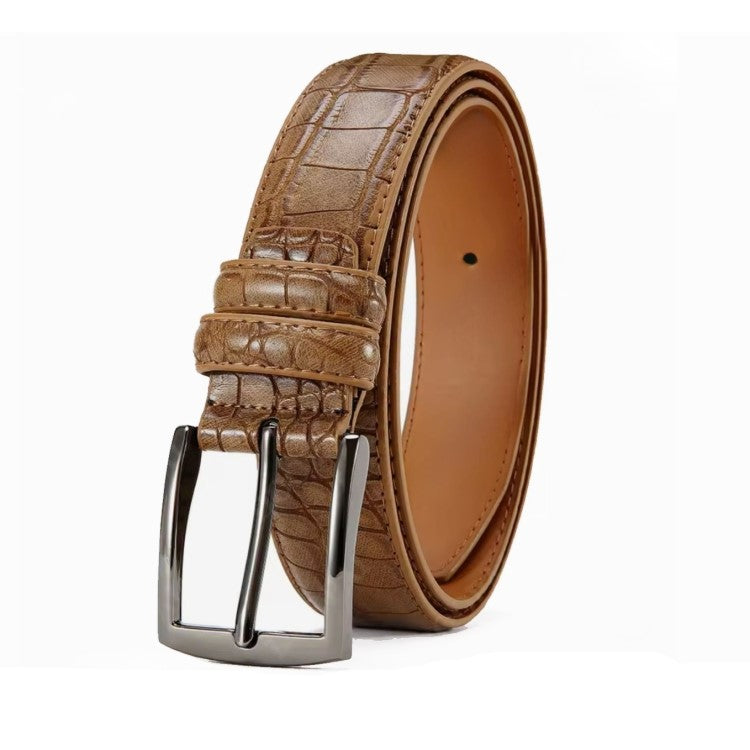 Mens Brown Crocodile Patern Leather Belt