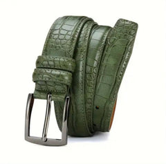 Mens Green Crocodile Patern Leather belt