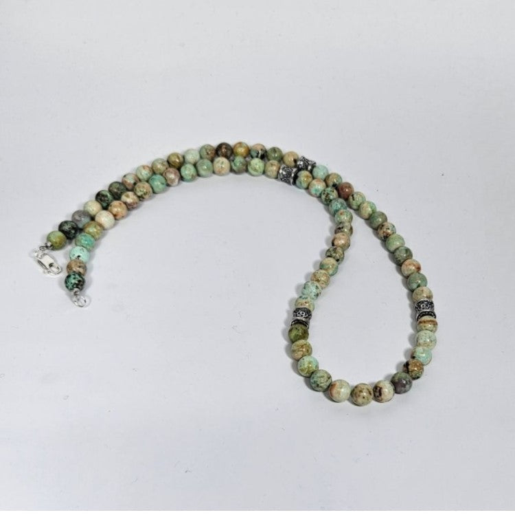 Peruvian Turquoise and Sterling silver Beaded Necklace