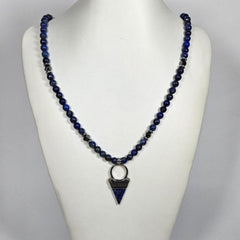 Lapis Lazuli silver Pendant with a Lapis Lazuli beaded Necklace