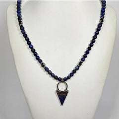 Lapis Lazuli silver Pendant with a Lapis Lazuli beaded Necklace