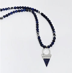 Lapis Lazuli silver Pendant with a Lapis Lazuli beaded Necklace