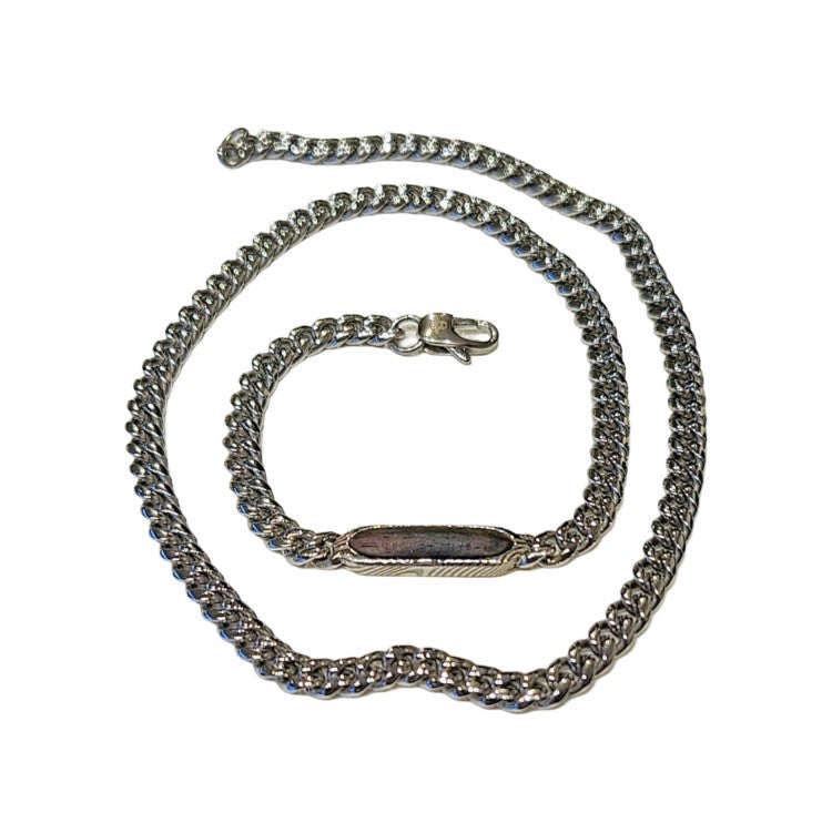 Stainless Steel Necklace with Damascus Steel and Ebony Wood Inlay