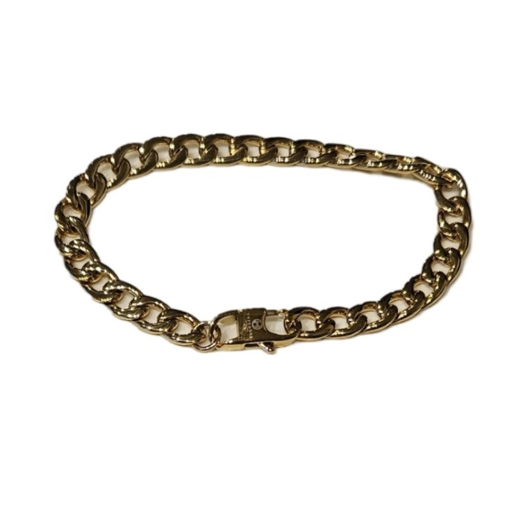 Stainless Steel Gold  Curb Open Link Bracelet (6.5mm)