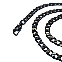 Men’s 7mm Blue Stainless Steel Cuban Curb Chain Necklace