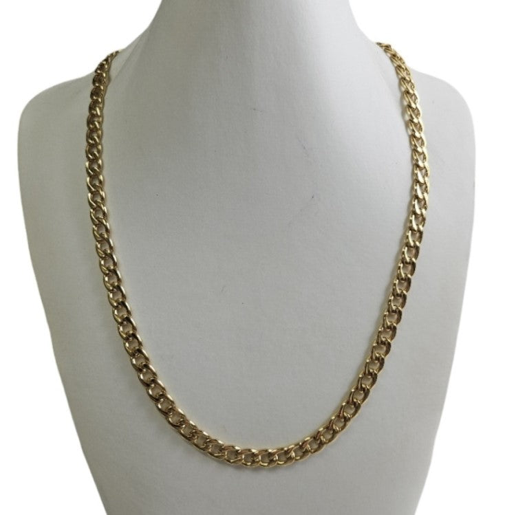 Men’s 7mm Hypoallergenic Gold-Plated Stainless Steel Curb Chain Necklace (50cm)