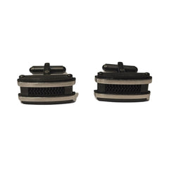 Stainless Steel Matte Black IP-Plated Cufflinks with Rubber Wave Insert