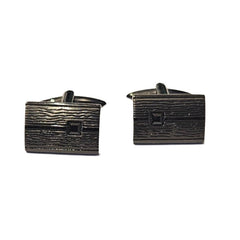 Stainless Steel Cufflinks with Black Crystal & Black IP Plating
