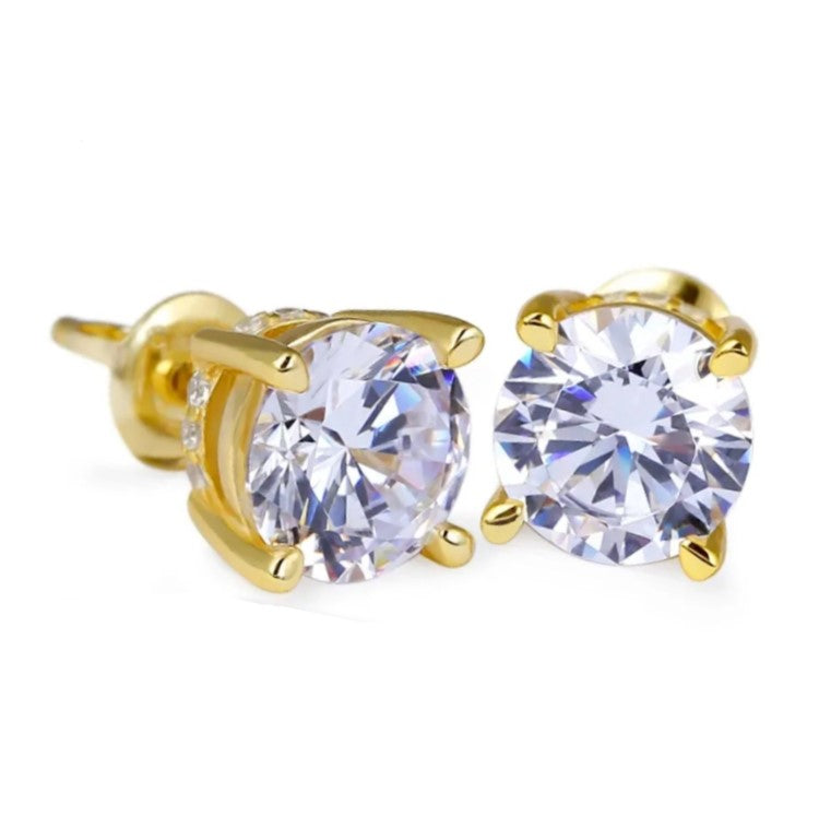 Sterling Silver Cubic Zirconia Stud Earrings Round Cut Studs Earrings