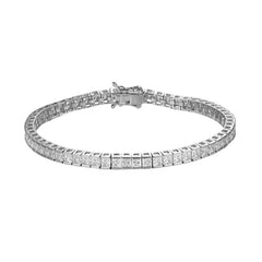 Sterling Silver Princess Cut CZ Tennis Bracelet – 4mm Stones