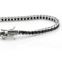 Sterling Silver Princess Cut Black CZ Tennis Bracelet