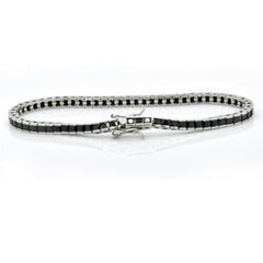 Sterling Silver Princess Cut Black CZ Tennis Bracelet