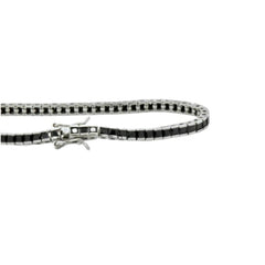 Sterling Silver Princess Cut Black CZ Tennis Bracelet